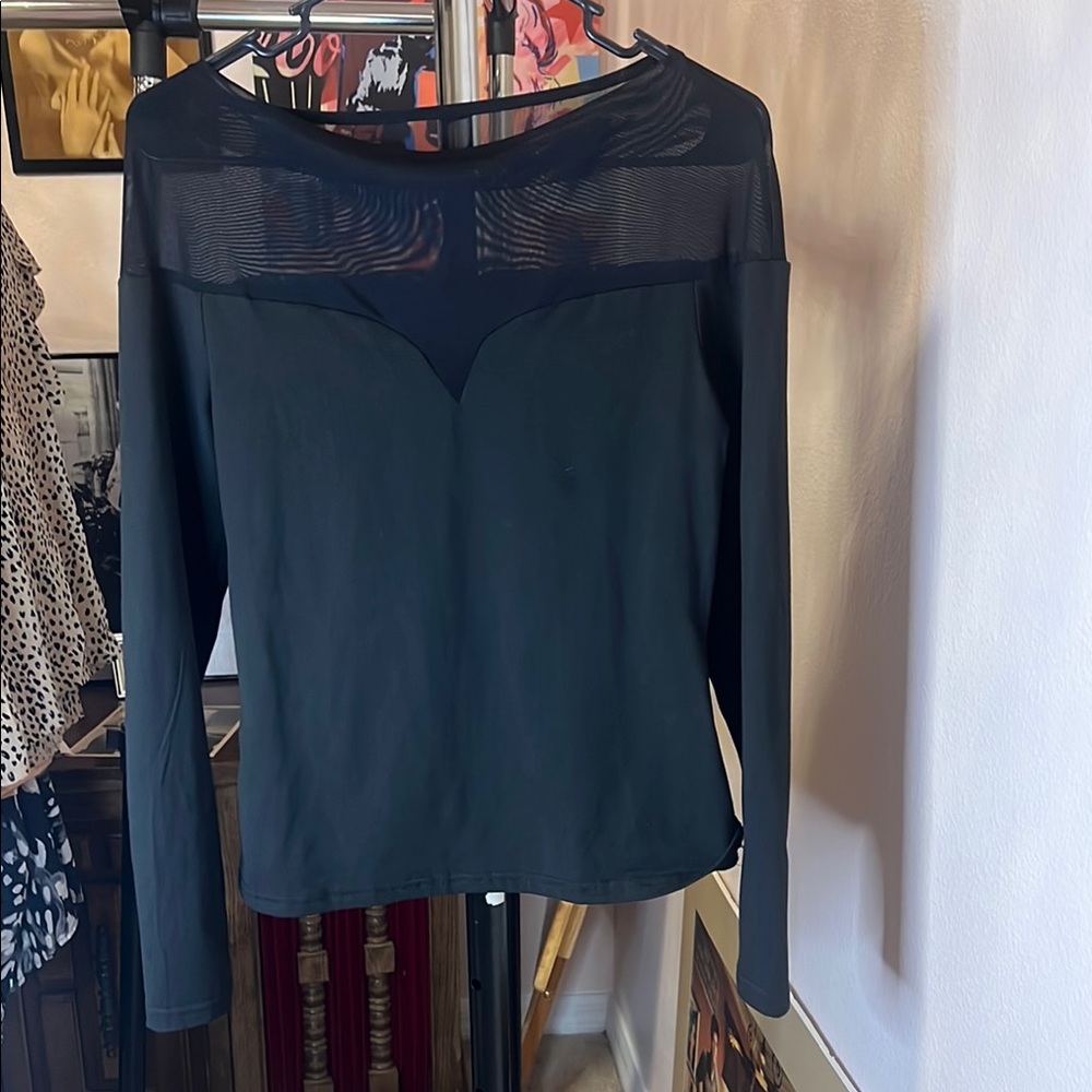 Elegant Black Mesh Detail Women's Top